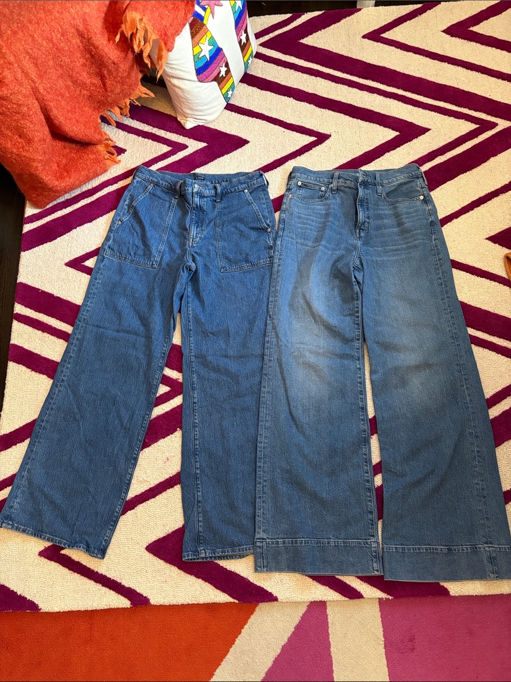 2 pair J.Crew Blue Denim Jeans - 30 Tall, Classic Medium Wash, wide leg